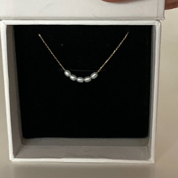 Mejuri 14k Solid Gold Organic Pearl Bead Necklace, Like New, With Box - Picture 7 of 9